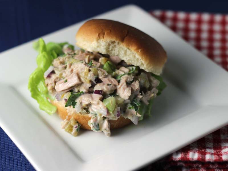 Photo of tuna sliders with green chiles