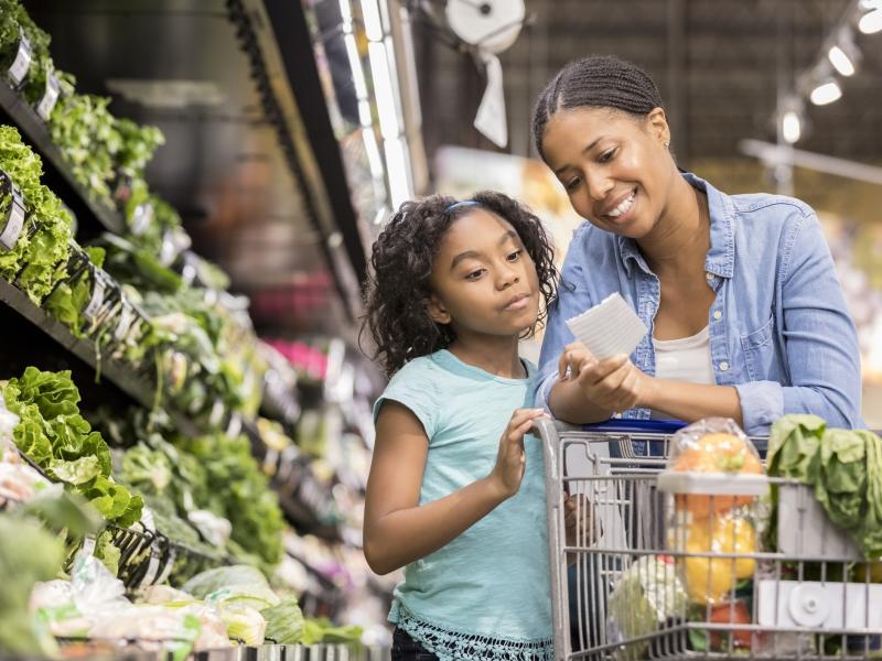 Mom and daughter shopping